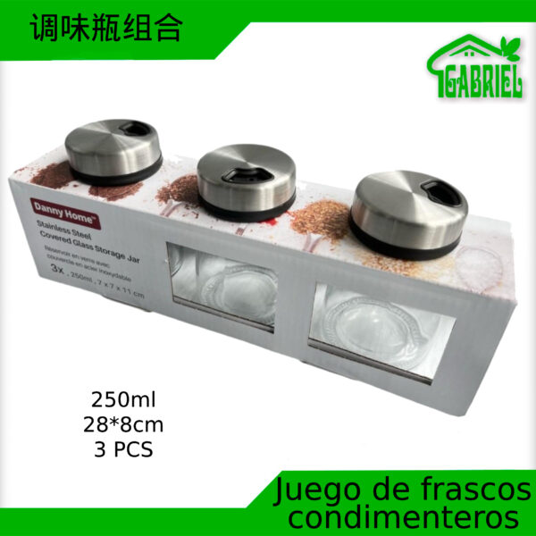 Juego de Frascos para Condimentos 250ml 28x8 cm 3PCS