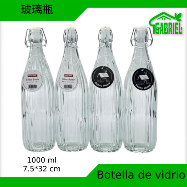 Botella de Vidrio de 1000 ml 7.5x32 cm