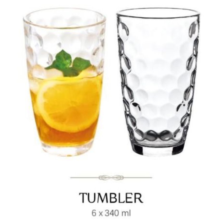 Vasos de Vidrio 340 ml 13x8x4.7 cm Set de 6 Piezas