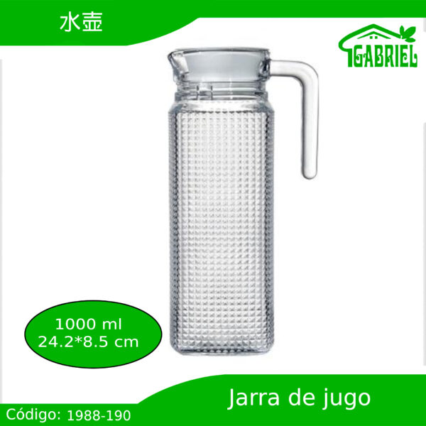 Jarra de Cristal para Agua, Jugos u otras Bebidas 8.3x 24.2x8.5 cm