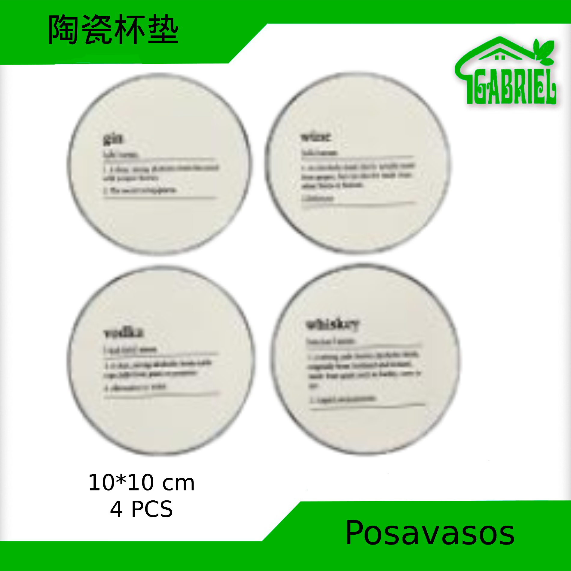 Posavasos de Cerámica 10 cm Set de 4 PCS