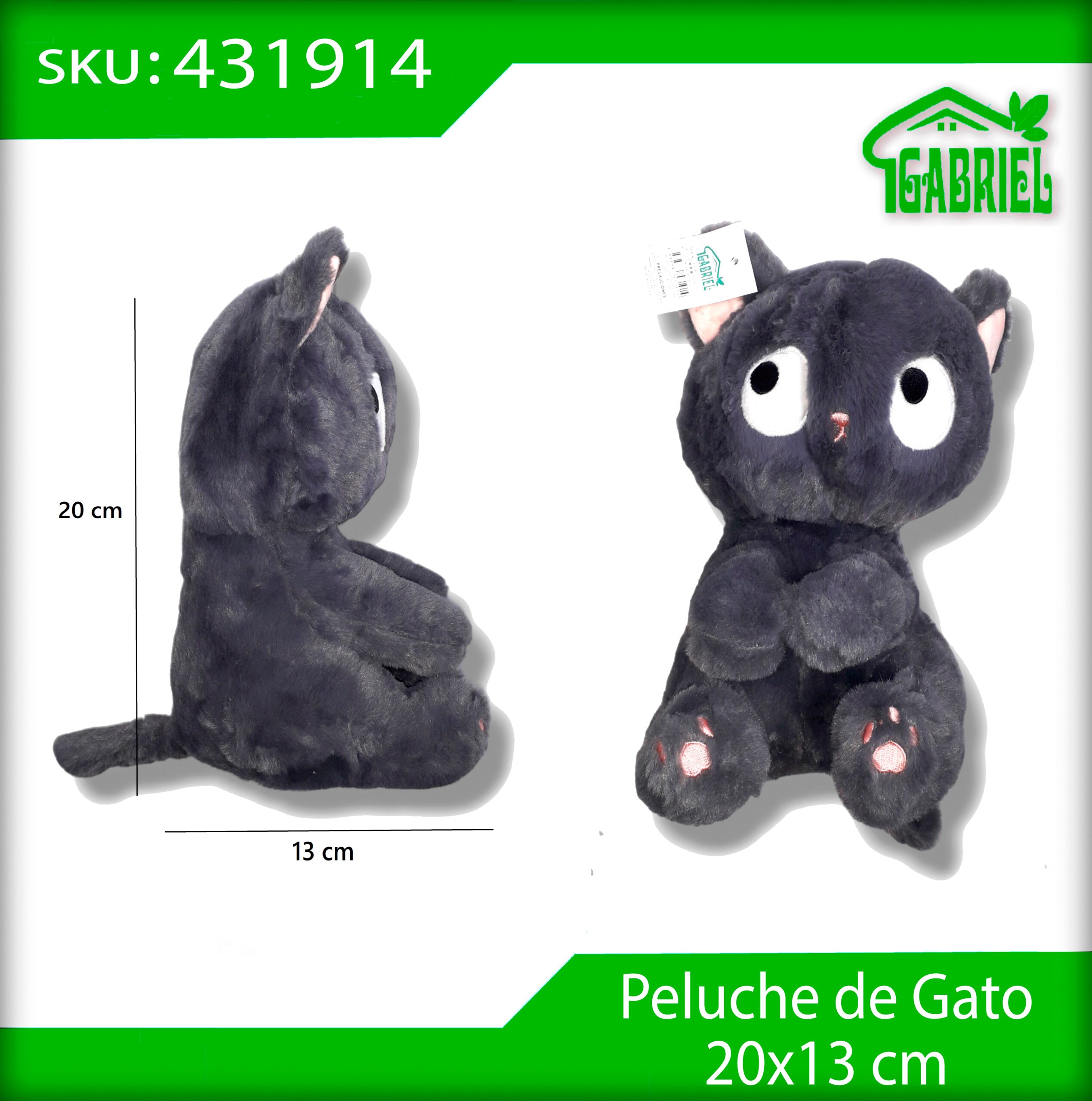 Peluche de Gato Negro 20 cm