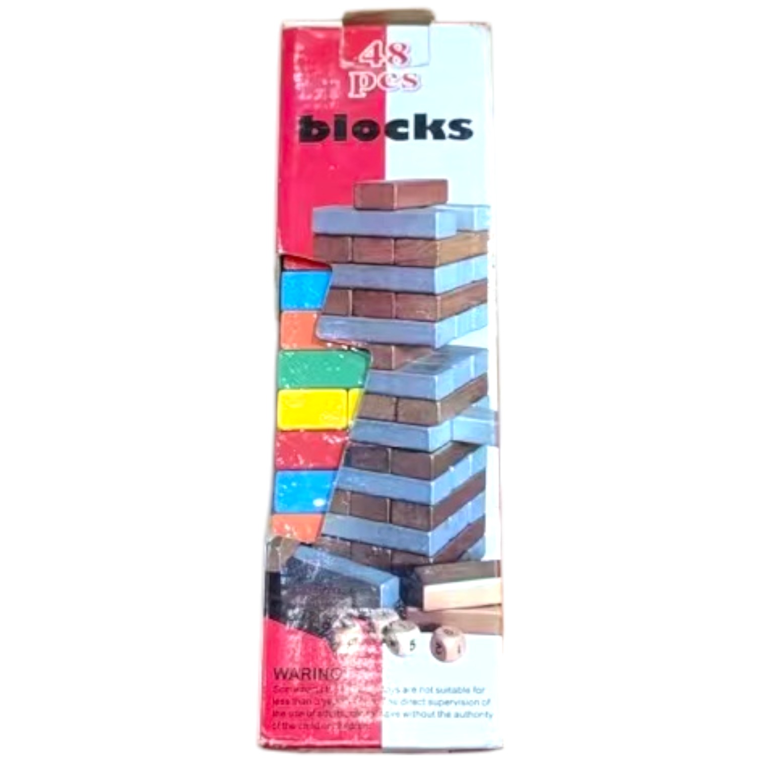 Juego de Mesa Jenga de Colores y Dados 48 PCS