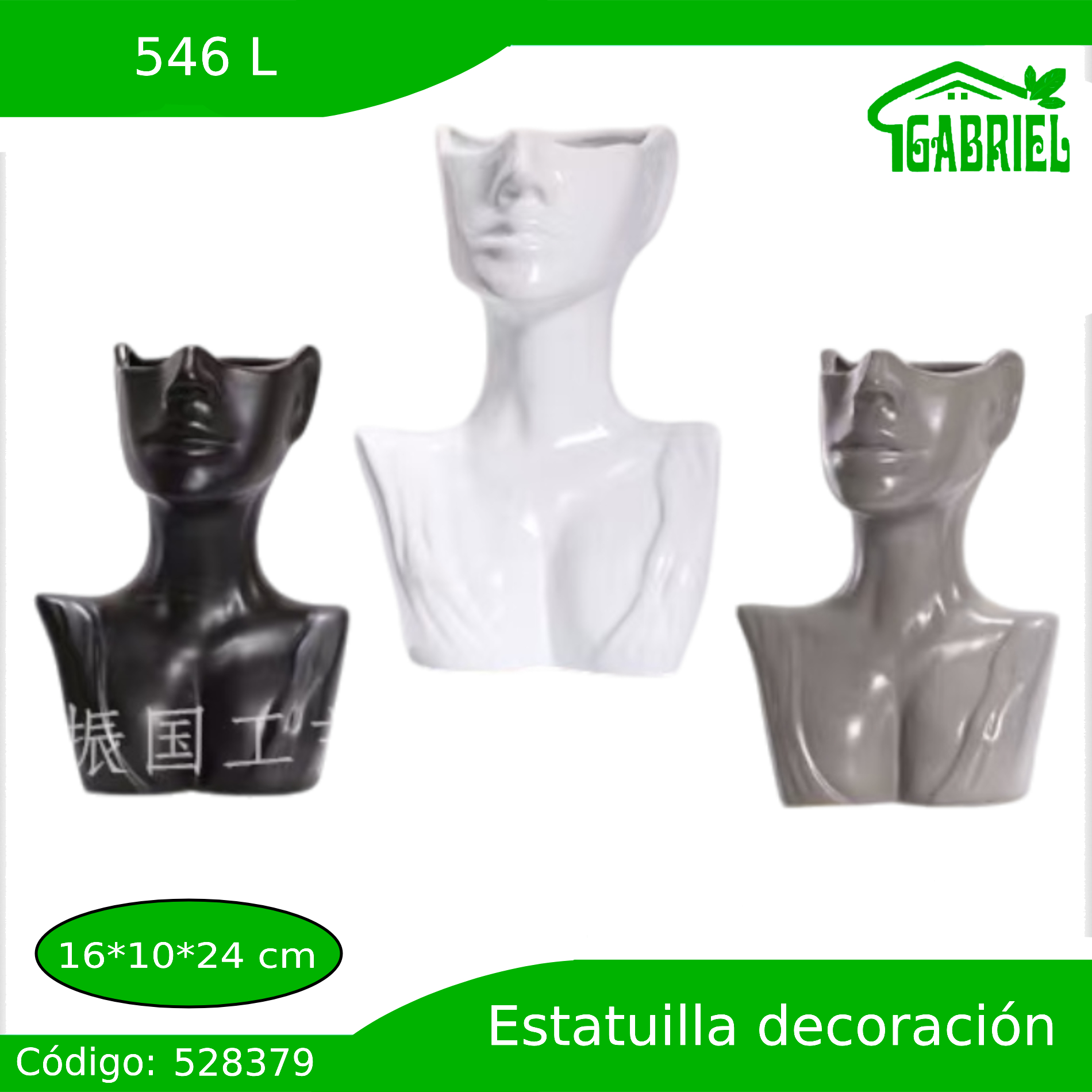 Escultura Busto de Persona Decoración 16x10x24 cm