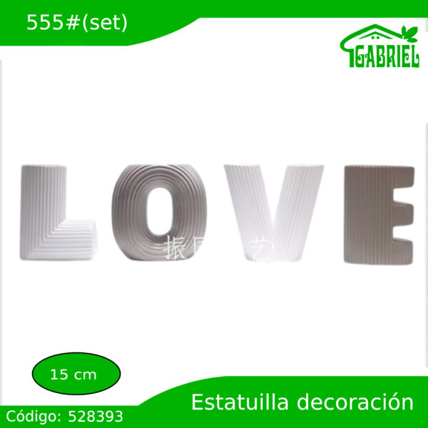 Set de 4 Piezas de Esculturas Letras "LOVE" Decoración Altura 15 CM