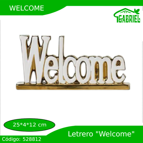 Escultura Letras "Welcome" decoración 25x4x12 cm