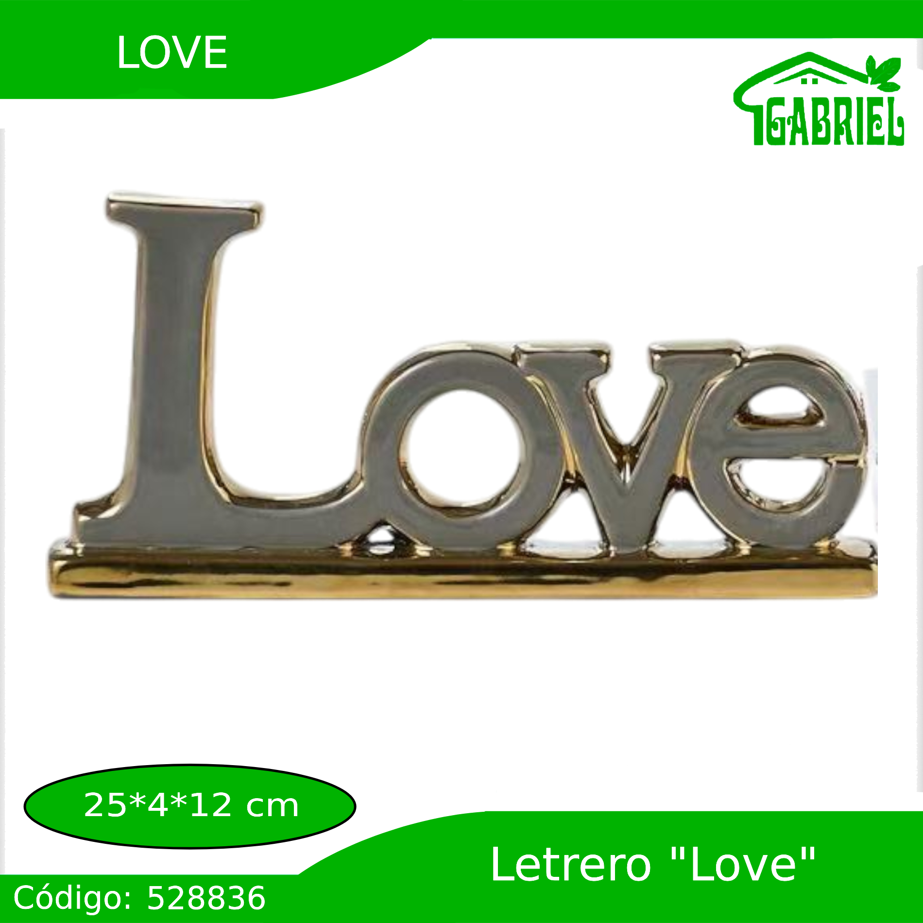 Escultura Letras «LOVE» decoración 25x4x12 cm