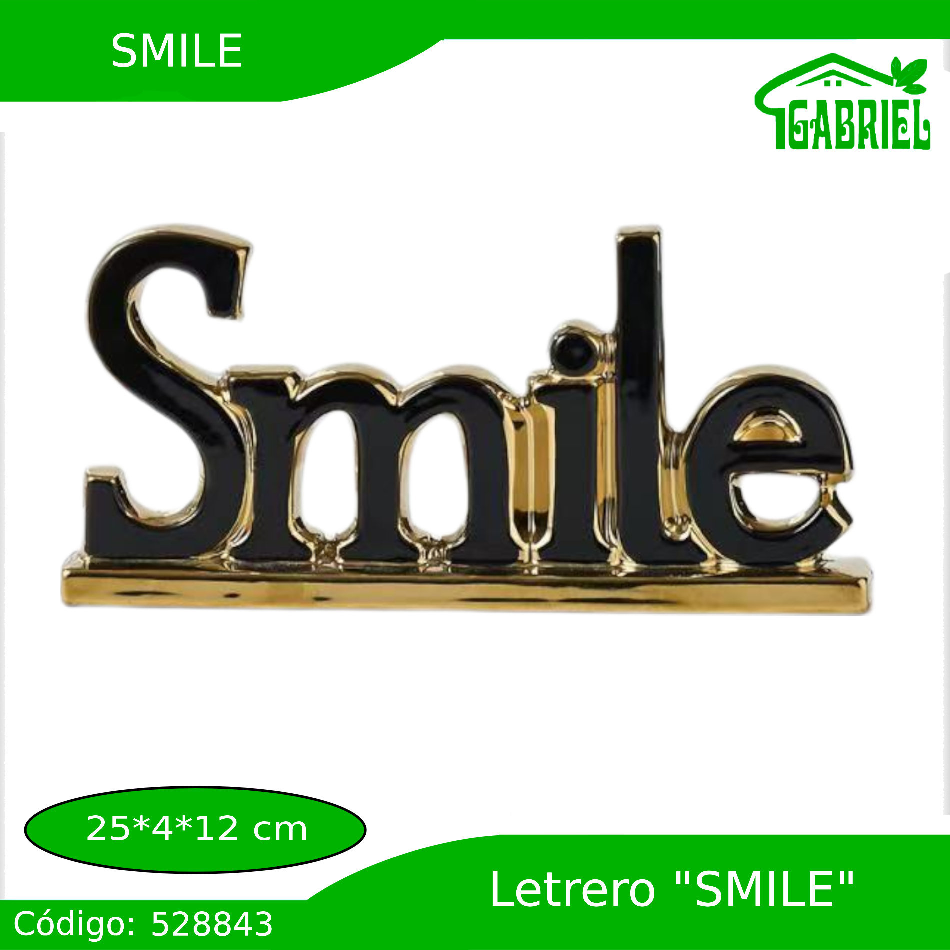 Escultura Letras «SMILE» decoración 25x4x12 cm