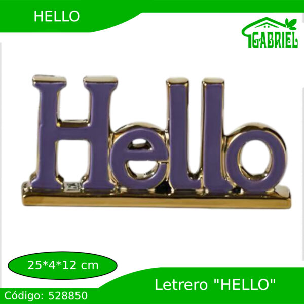 Escultura Letras "HELLO" decoración 25x4x12 cm