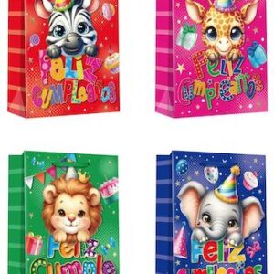 Bolsa de regalo de cumpleaños 3D + purpurina 26*32x10,5 cm