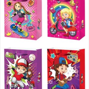 Bolsa de regalo de niña caricatura - 3D + purpurina 30x42x12 cm