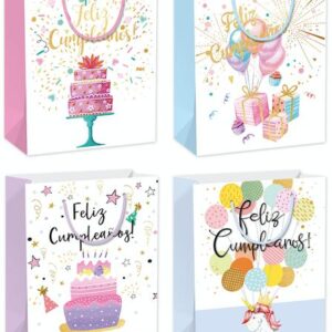 Bolsa de Regalo Cumpleaños en Español – Diseño con Brillo Dorado18×23×8 cm