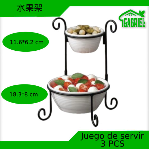 Set de 2 Bowls de 11x6cm y 18x8 cm más Soporte