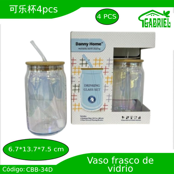 Vaso de Vidrio Estilo Frasco 500 ml 6.7x13.7x7.5 cm