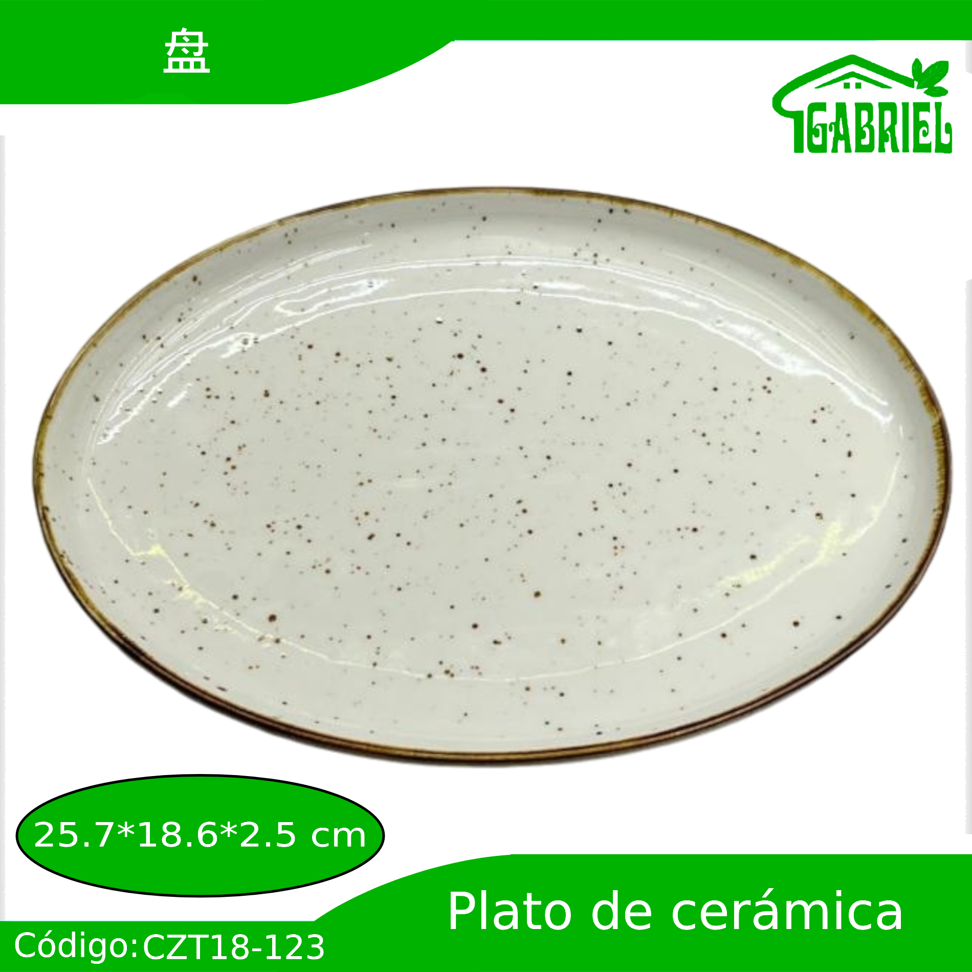 Plato de Cerámica 25.7×18.6×2.5 cm