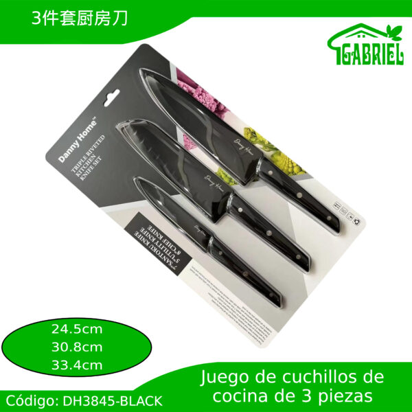 24.5 cm,30.8cm,33.4 cm,3件套厨房刀/Juego de cuchillos de cocina de 3 piezas