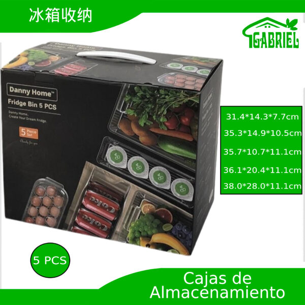 Caja de almacenamiento para refrigerador 5 piezas