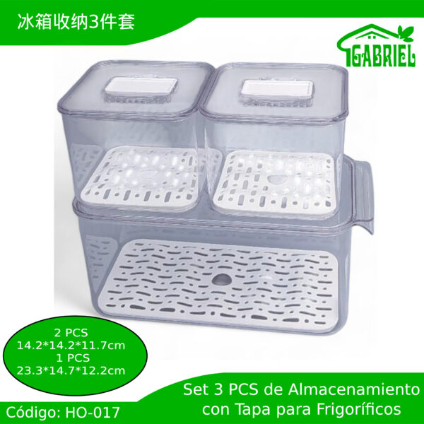 14.2*14.2*11.7 cm (M)*2 / 23.3*14.7*12.2cm(L)*1/冰箱收纳3件套/Caja de almacenamiento para frigoríficos 3pcs