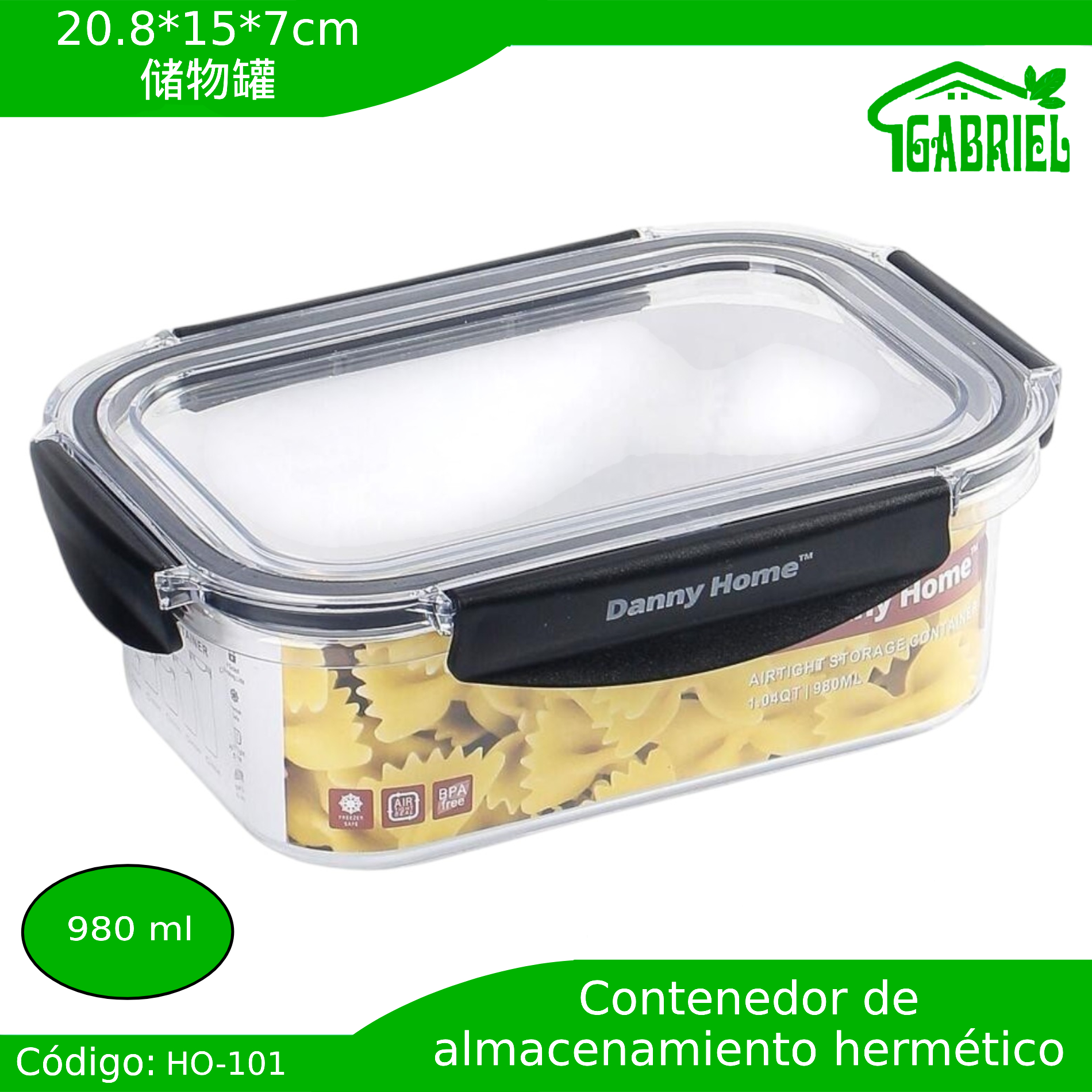 Contenedor hermético para almacenamiento 20×15 cm