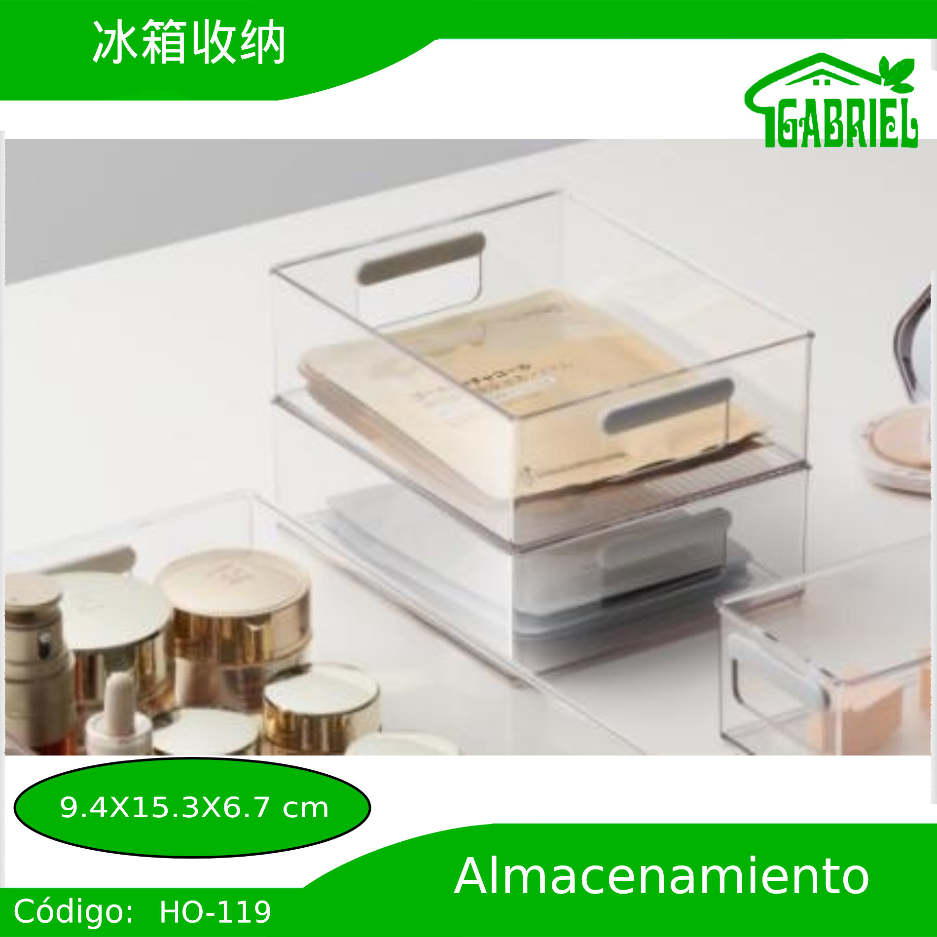 Caja de almacenamiento para refrigerador 9.4×15.3×6.7 cm