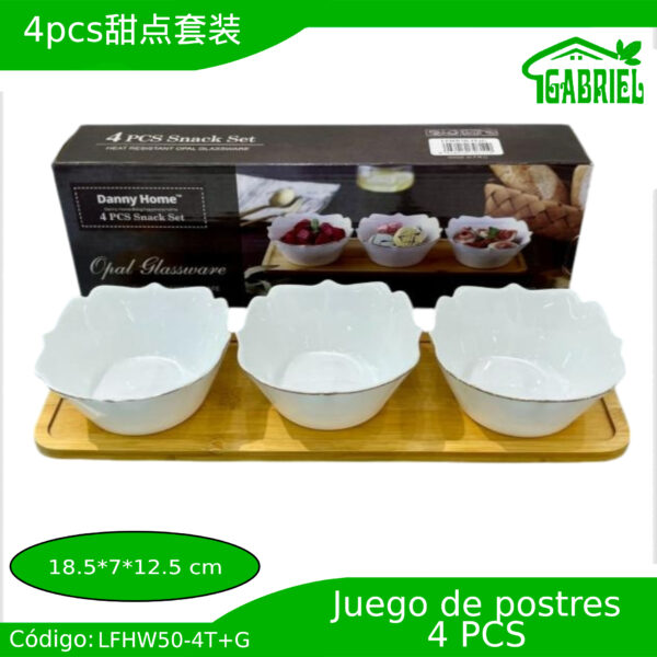 Set de 4 Piezas de Cerámica para Postres 18.5x7x12.5 cm