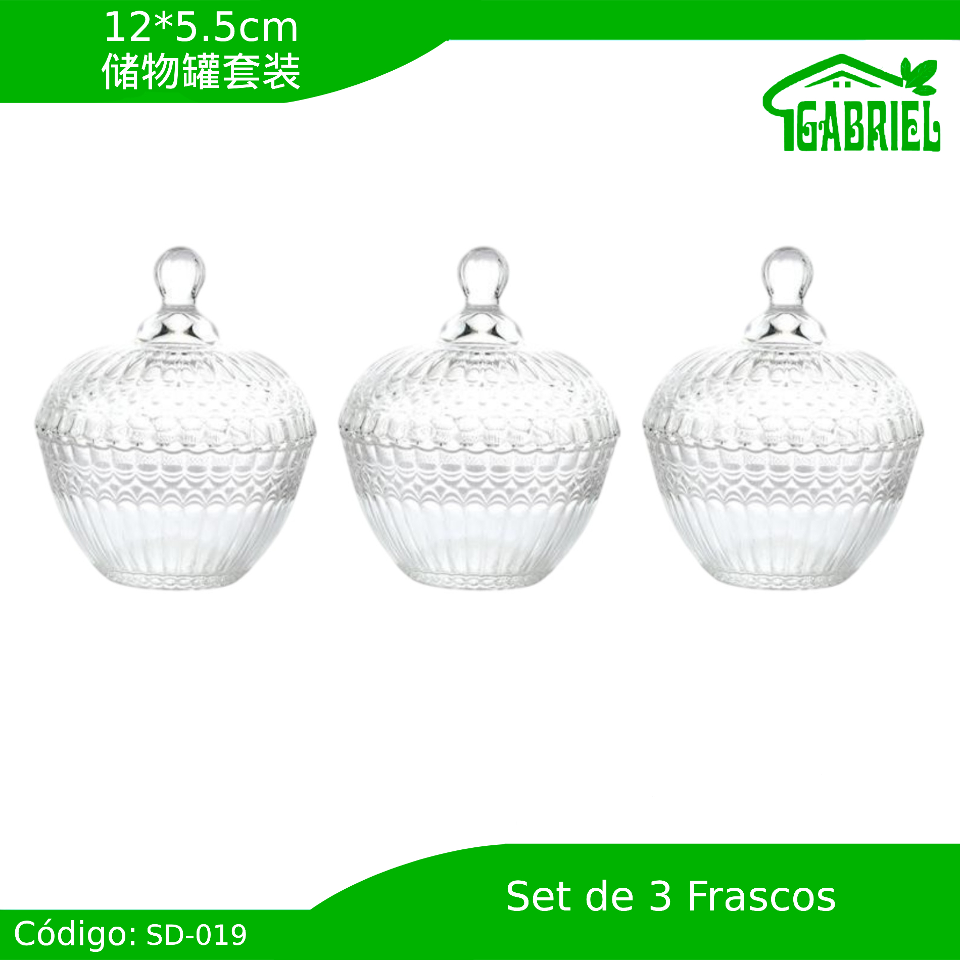 Set de Cristalería con Tapa 3 Piezas 12×5.5 cm