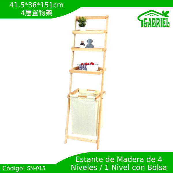 Estante de 4 niveles - Nivel 1 con Bolsa 41.5x36x151 cm