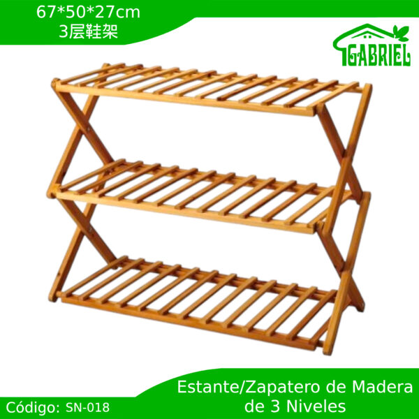 Zapatero de Madera 3 niveles 67x50x27 cm