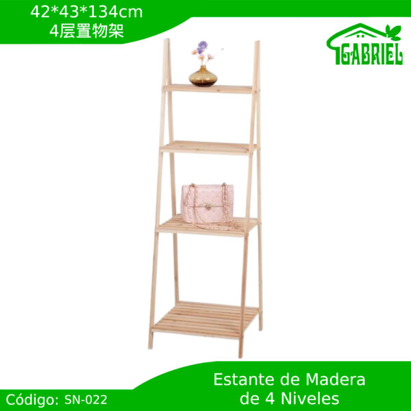 Estante de Madera 4 niveles 42x43x134 cm