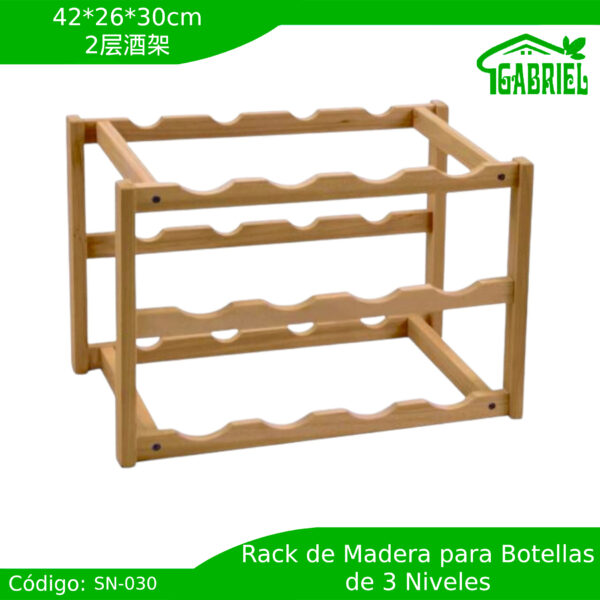 Rack de Maderas para Botellas 3 Niveles 42x26x30 cm