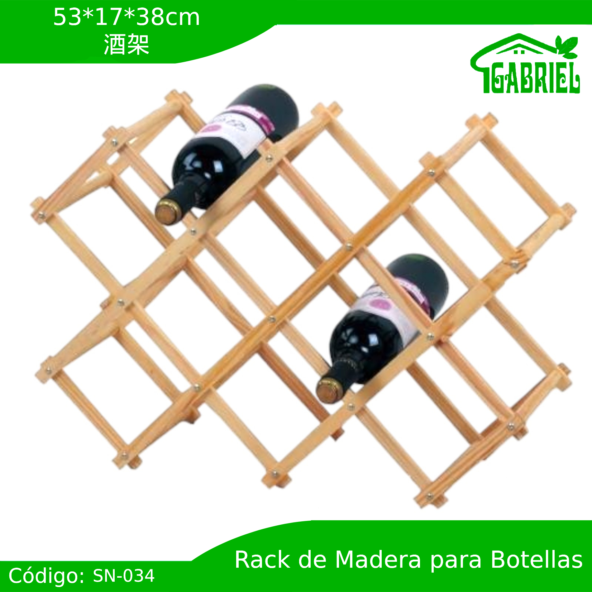 Rack de Maderas para Botellas 53x17x38 cm