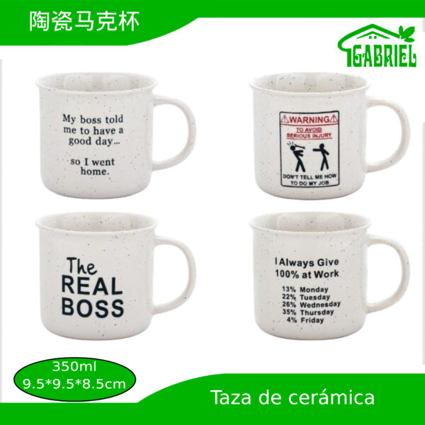 Taza de Cerámica Diseños de Trabajo 350 ml 9.5x9.5x8.5 cm