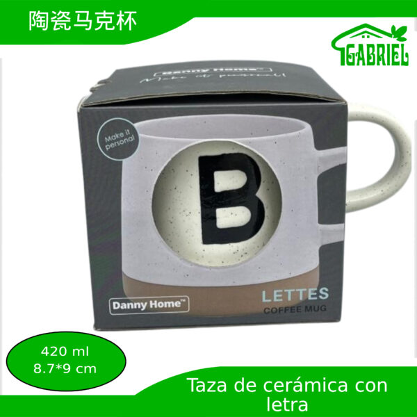 Taza de Cerámica con Diseño de Letra B 8.7x9 cm 420 ml