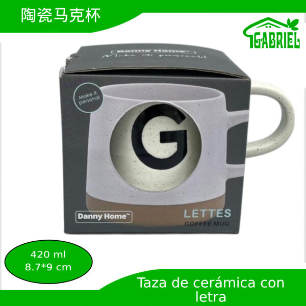 Taza de Cerámica con Diseño de Letra G 8.7x9 cm 420 ml