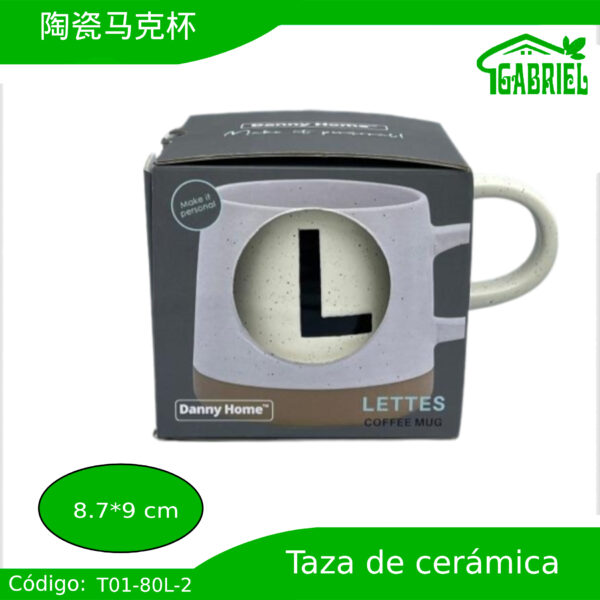 Taza de Cerámica con Diseño de Letra L 8.7x9 cm 420 ml