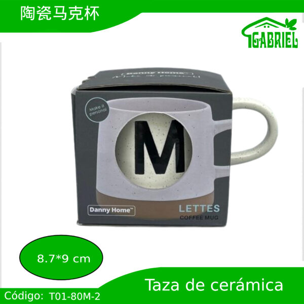 Taza de Cerámica con Diseño de Letra M 8.7x9 cm 420 ml