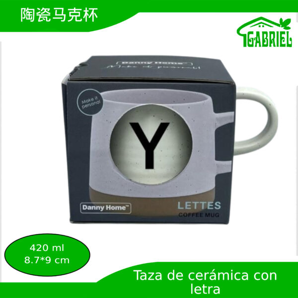 Taza de Cerámica con Diseño de Letra Y 8.7x9 cm 420 ml