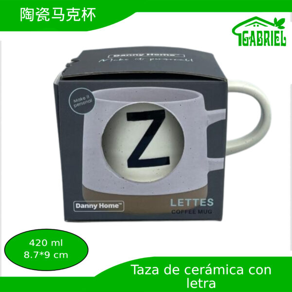 Taza de Cerámica con Diseño de Letra Z 8.7x9 cm 420 ml