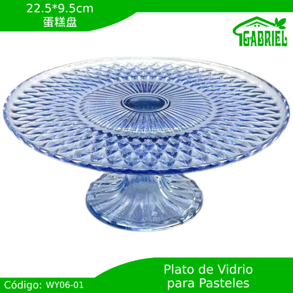 Plato de Cristal para Tortas 22.5x9.5 cm