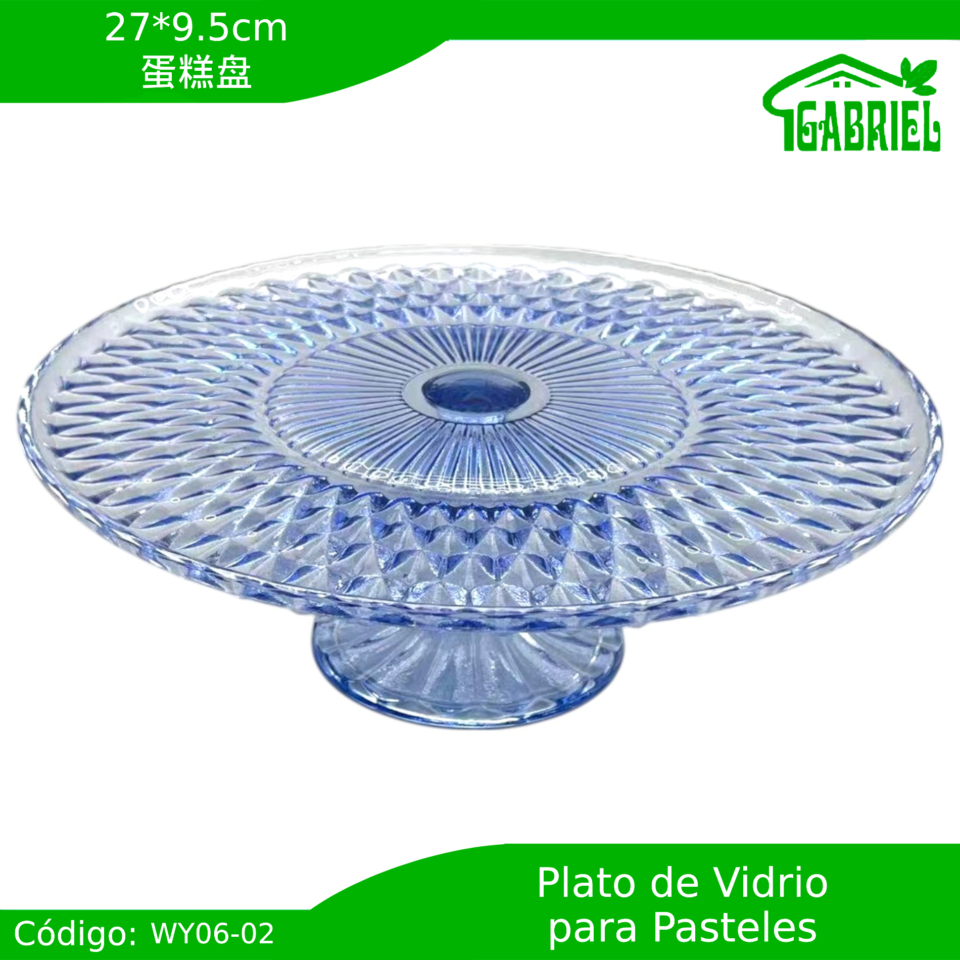 Plato de Cristal para Tortas 27×9.5 cm