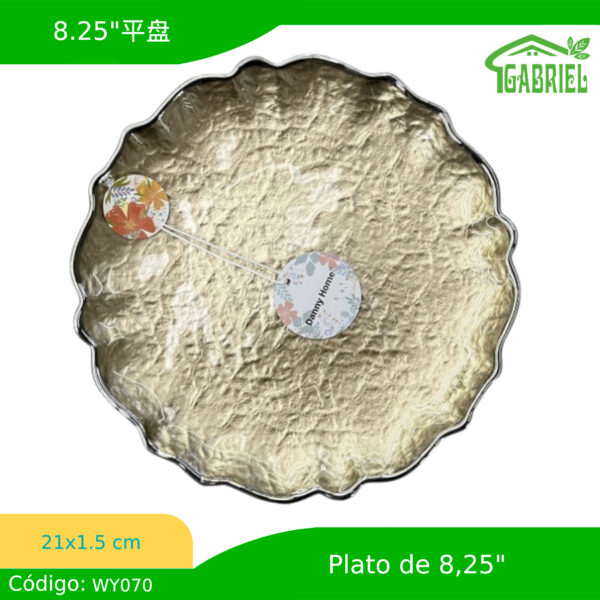 Plato de Vidrio Dorado 21x1.5 cm