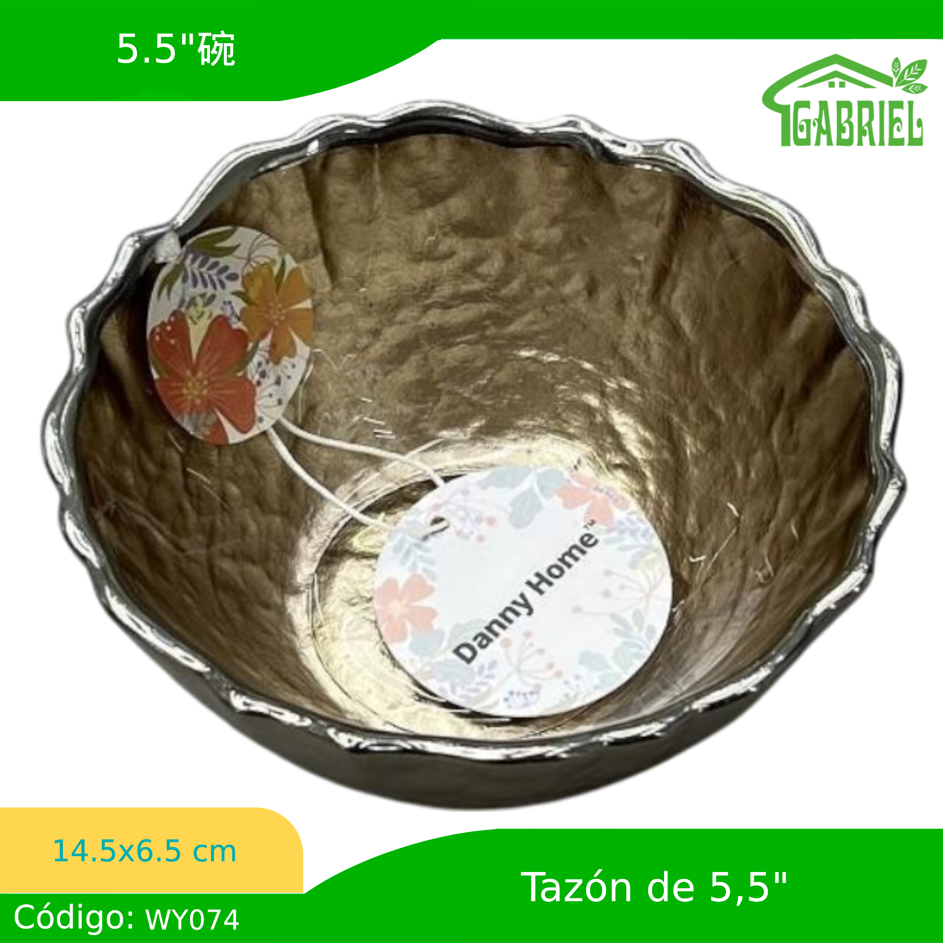 Bowl de Vidrio Dorado 14.5×6.5 cm