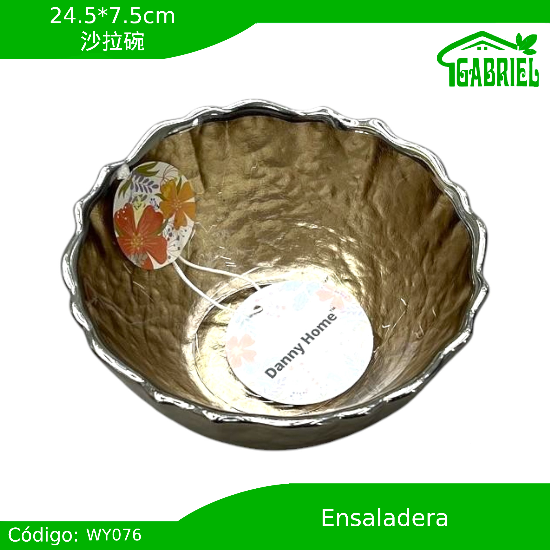 Bowl de Vidrio Dorado 24.5×7.5 cm