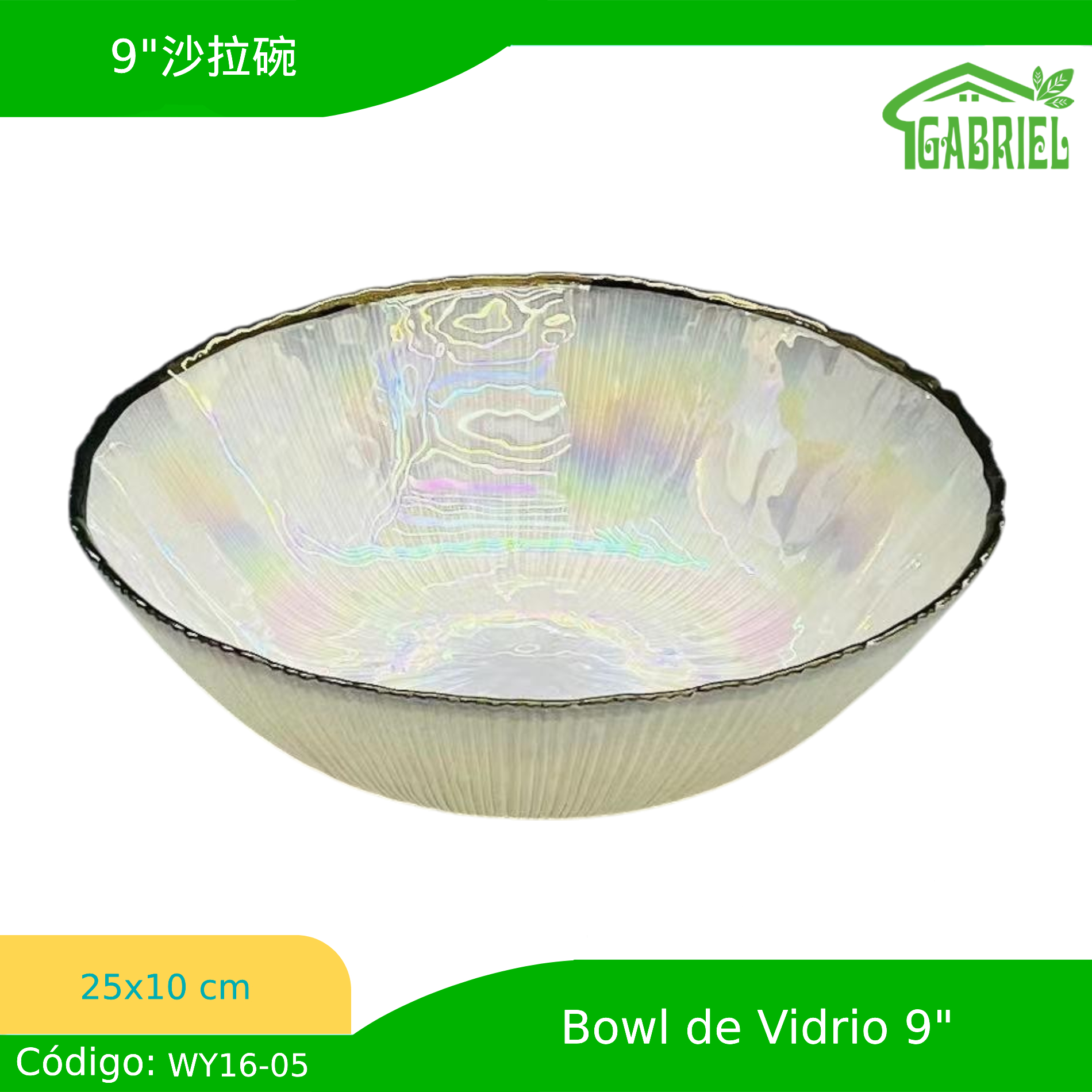 Bowl de Vidrio Moderno 25×10 cm