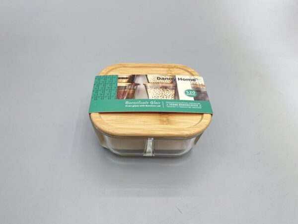 保鲜盒520ml Square crisper 13.3*13.3*5.6cm glass with bamboo lid