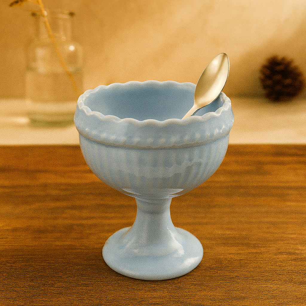 Copa de Cerámica para Helados con Cuchara