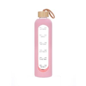 Botella Motivacional de vidrio 1000ml - Rosado (7.8×28 cm)