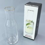 Botella de Vidrio con borde dorado- 6.5x27.6x9.5 cm (Diseño Elegante y Resistente)