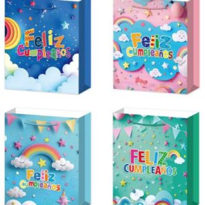 Bolsa de Regalo “Feliz Cumpleaños” con Diseño 3D y Brillo (26x32x10.5 cm)