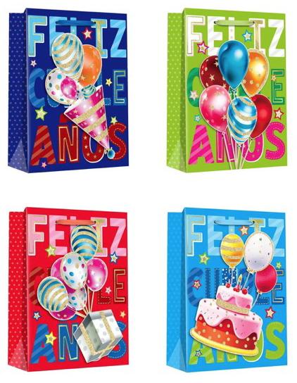 西语生日礼品袋-金粉30*42*12BOLSA DE REGALO